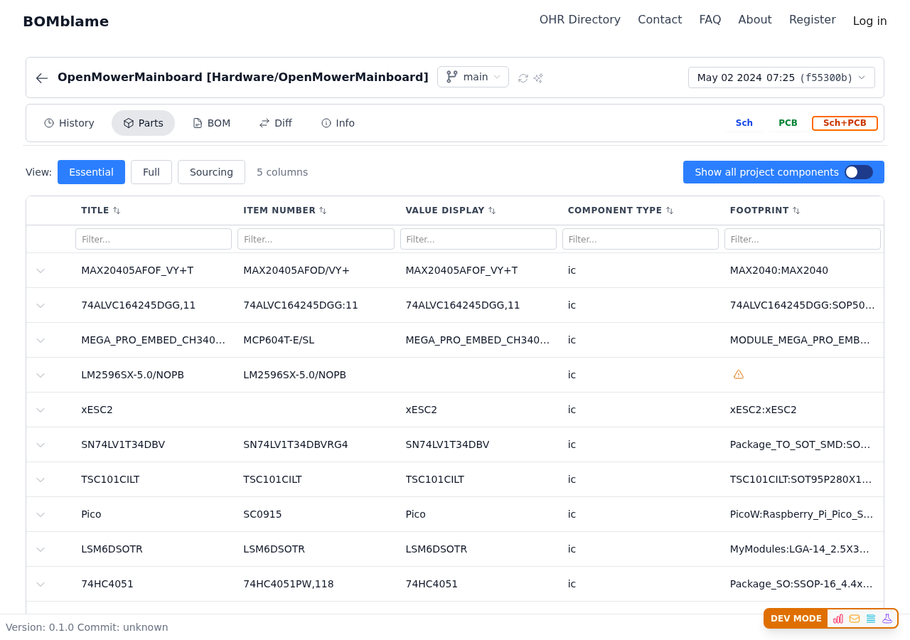 OpenMower parts view